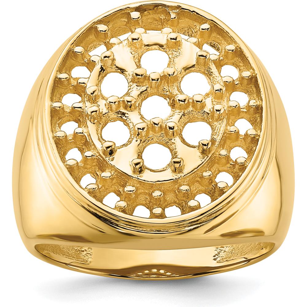 14K Yellow Gold Polished Circular Top Men's Diamond Ring Mounting - 3 Carat Total Diamond Weight by IBGoodman