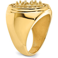14K Yellow Gold Polished Circular Top Men's Diamond Ring Mounting - 3 Carat Total Diamond Weight by IBGoodman