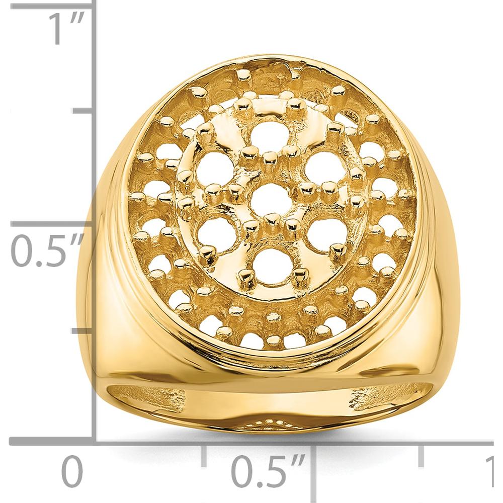 14K Yellow Gold Polished Circular Top Men's Diamond Ring Mounting - 3 Carat Total Diamond Weight by IBGoodman