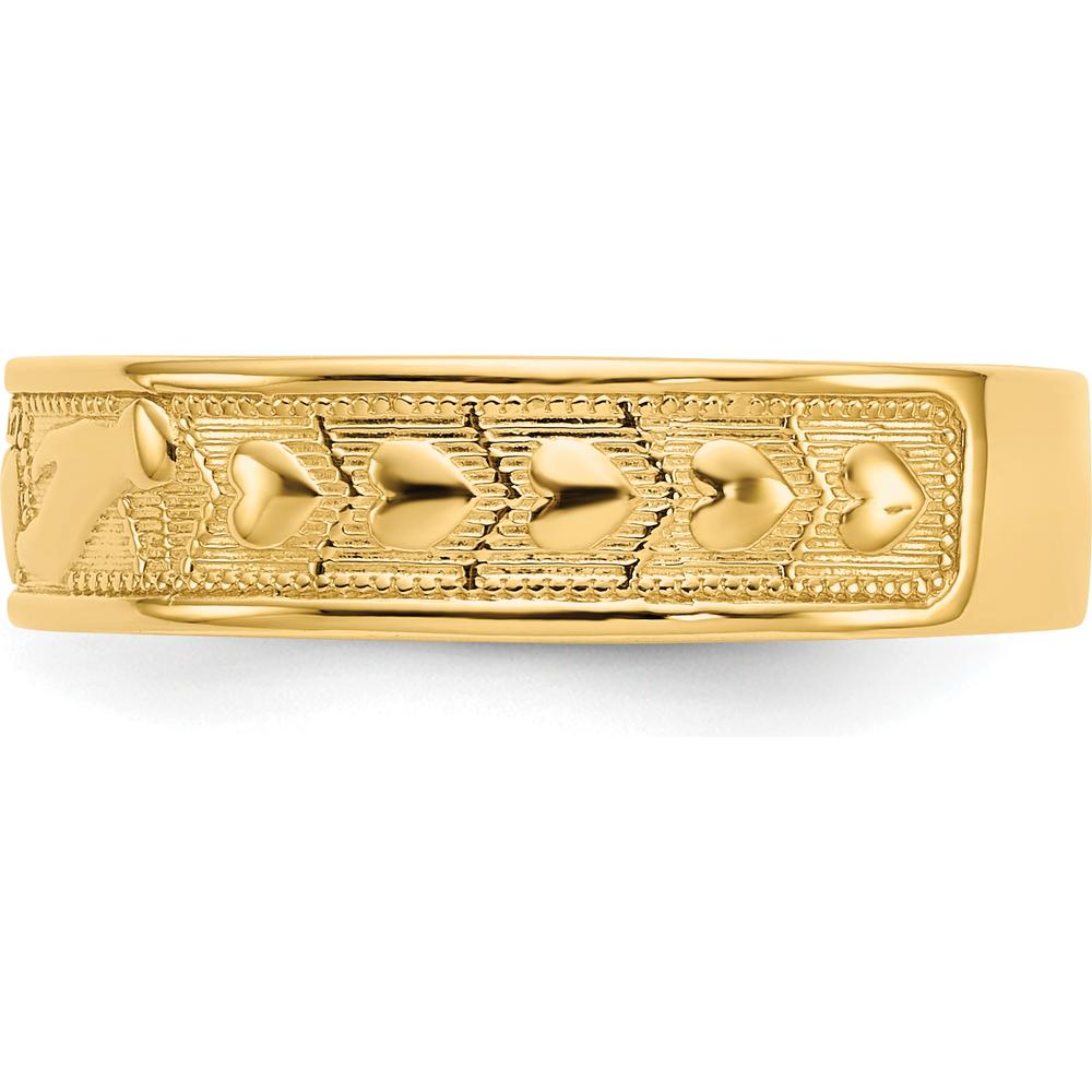 14K Yellow Gold Polished Claddagh Band Ring - 5mm Width by Oro Pregiato