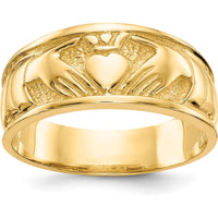 14K Yellow Gold Polished Claddagh Band Ring - 8mm Width by Oro Pregiato