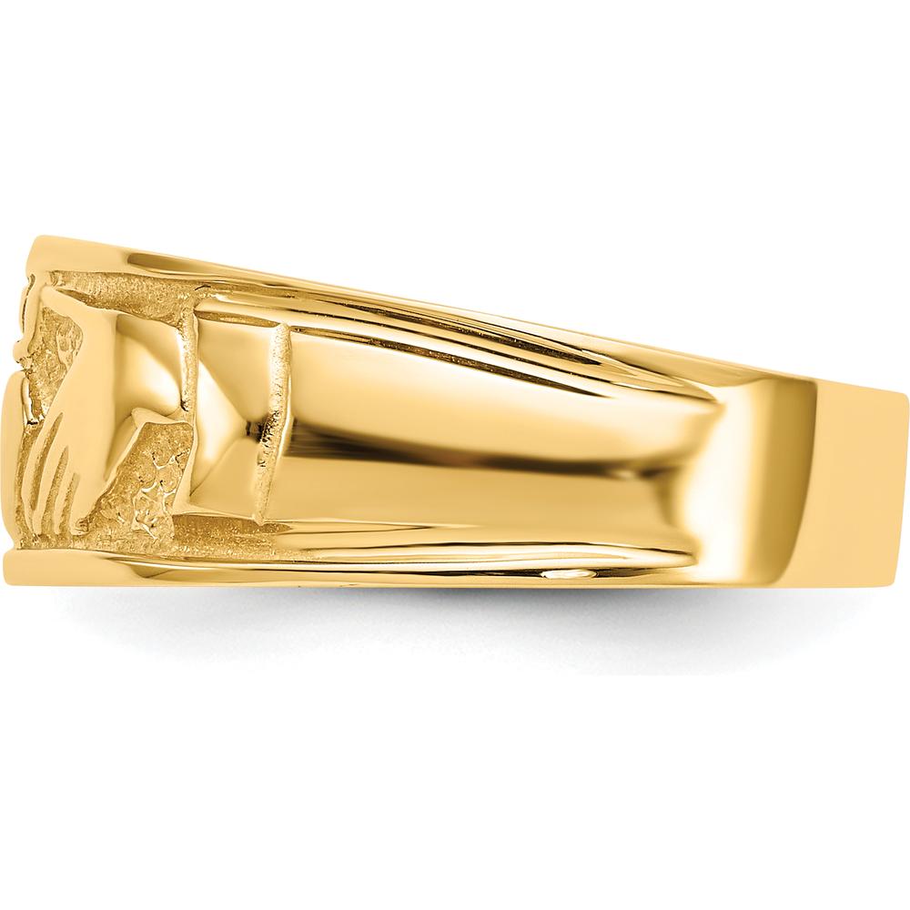 14K Yellow Gold Polished Claddagh Band Ring - 8mm Width by Oro Pregiato