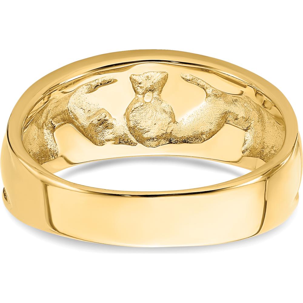 14K Yellow Gold Polished Claddagh Band Ring - 8mm Width by Oro Pregiato