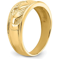 14K Yellow Gold Polished Claddagh Band Ring - 8mm Width by Oro Pregiato
