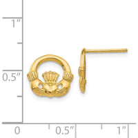 14K Yellow Gold Polished Claddagh Button Post Earrings by 0