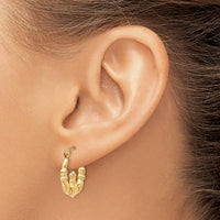 14K Yellow Gold Polished Claddagh Hoop Earrings - 10mm Hoop Width by 0