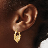 14K Yellow Gold Polished Claddagh Hoop Earrings - 10mm Length, 3mm Width by 0