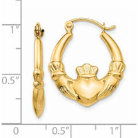 14K Yellow Gold Polished Claddagh Hoop Earrings - Classic Design and Secure Closure by 0