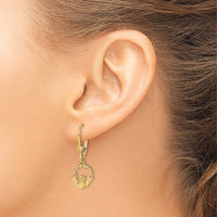 14K Yellow Gold Polished Claddagh Leverback Drop Earrings by 0