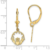 14K Yellow Gold Polished Claddagh Leverback Drop Earrings by 0