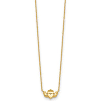 14K Yellow Gold Polished Claddagh Pendant Necklace - 17" with Spring Ring Clasp by 0