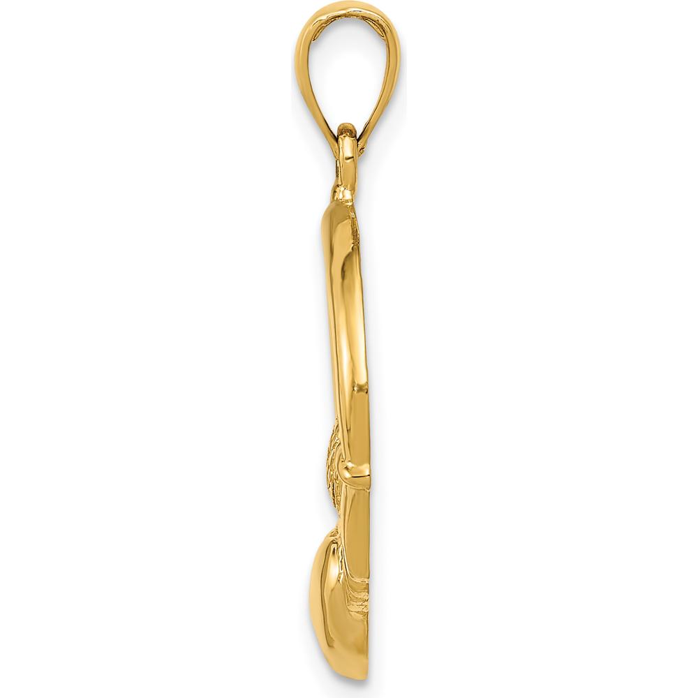 14K Yellow Gold Polished Claddagh Pendant with Heart and Crown Design by Oro Pregiato