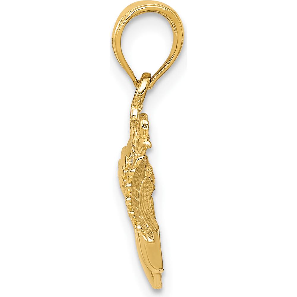 14K Yellow Gold Polished Claddagh Pendant with Textured Back - 21.5mm x 28mm by Oro Pregiato