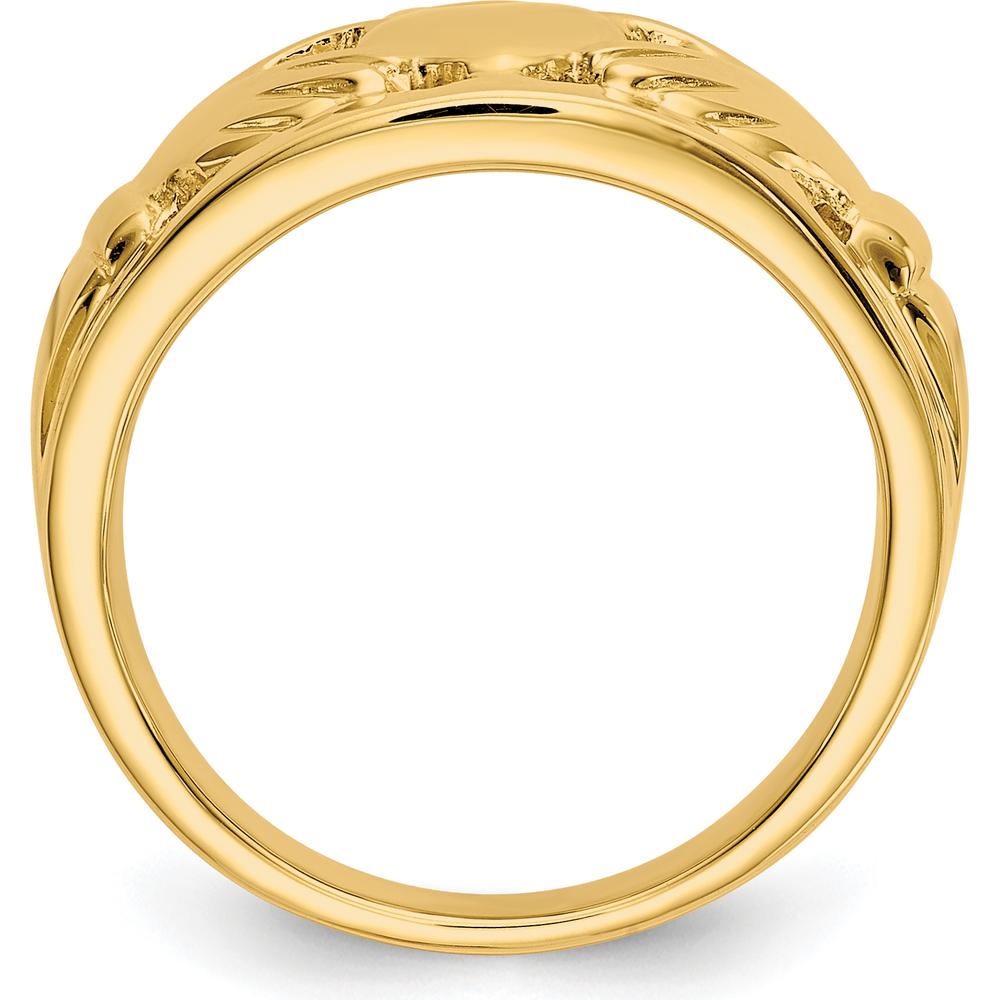 14K Yellow Gold Polished Claddagh Ring for Women - 20mm Length, 13mm Width by Oro Pregiato