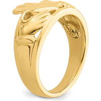 14K Yellow Gold Polished Claddagh Ring for Women - 20mm Length, 13mm Width by Oro Pregiato