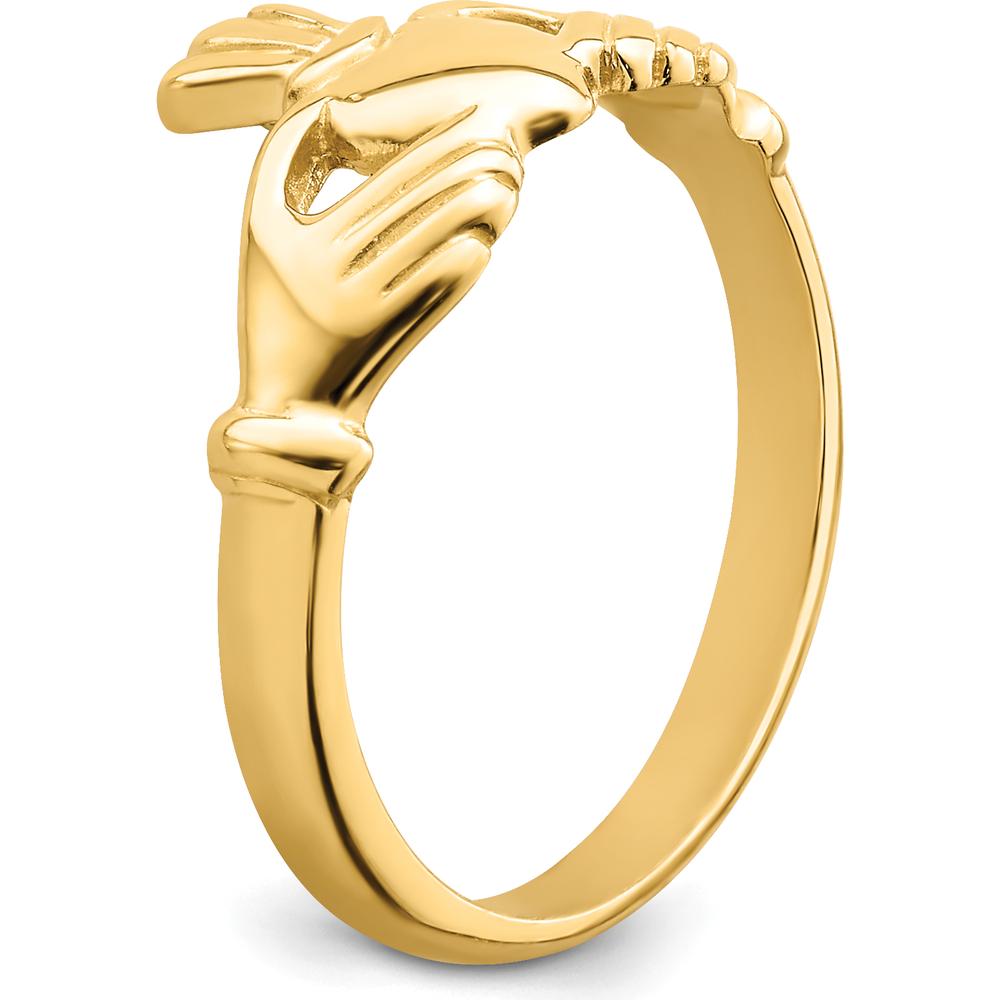 14K Yellow Gold Polished Claddagh Ring - Love and Friendship Symbol by 0