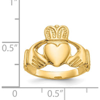 14K Yellow Gold Polished Claddagh Ring - Love, Friendship, and Loyalty Symbol by Oro Pregiato