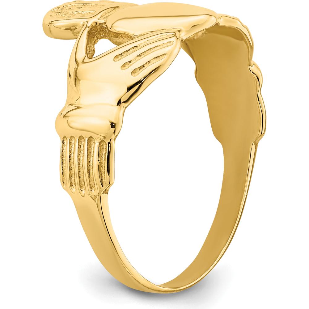 14K Yellow Gold Polished Claddagh Ring - Love, Friendship, and Loyalty Symbol by Oro Pregiato