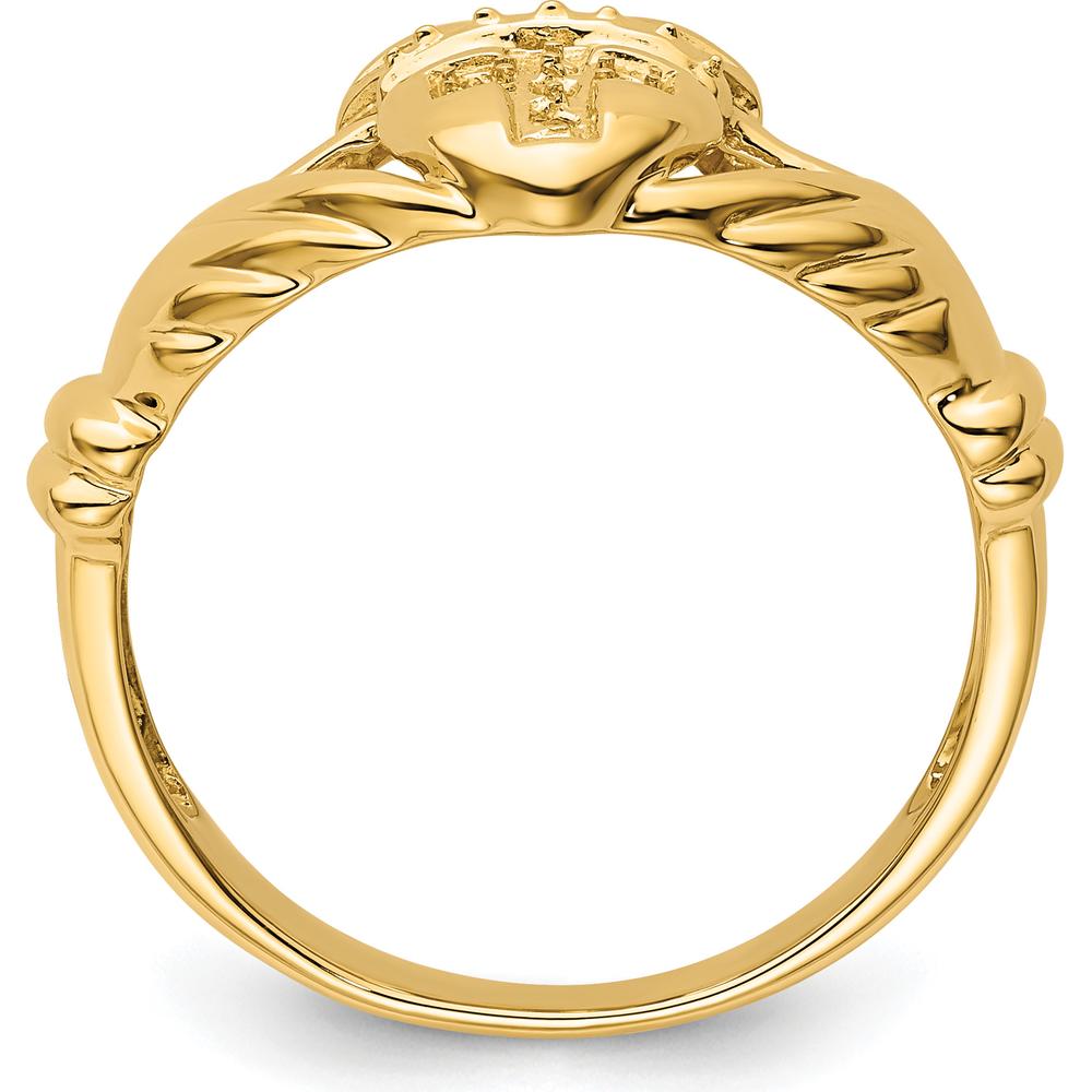 14K Yellow Gold Polished Claddagh Ring Mounting with 0.06 Carat Round Diamond Accents by 0
