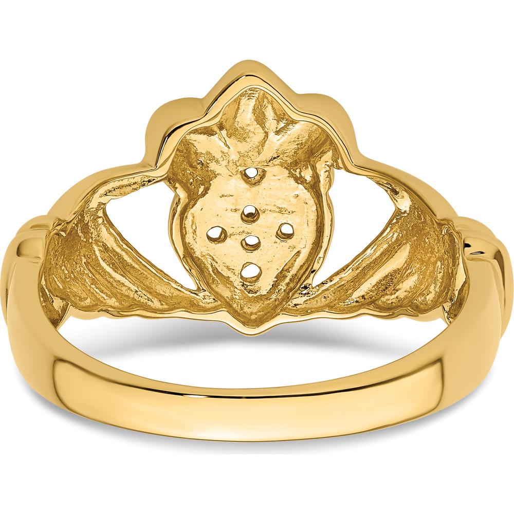 14K Yellow Gold Polished Claddagh Ring Mounting with 0.06 Carat Round Diamond Accents by 0