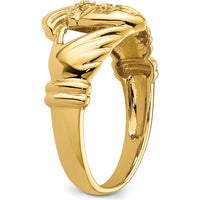 14K Yellow Gold Polished Claddagh Ring Mounting with 0.06 Carat Round Diamond Accents by 0