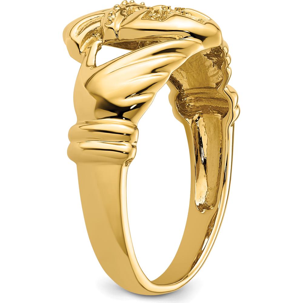 14K Yellow Gold Polished Claddagh Ring Mounting with 0.06 Carat Round Diamond Accents by 0