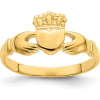 14K Yellow Gold Polished Claddagh Ring with Crowned Heart - Symbol of Love, Loyalty, and Friendship by 0