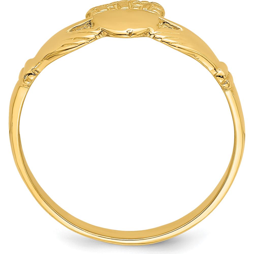 14K Yellow Gold Polished Claddagh Ring with Crowned Heart - Symbol of Love, Loyalty, and Friendship by 0