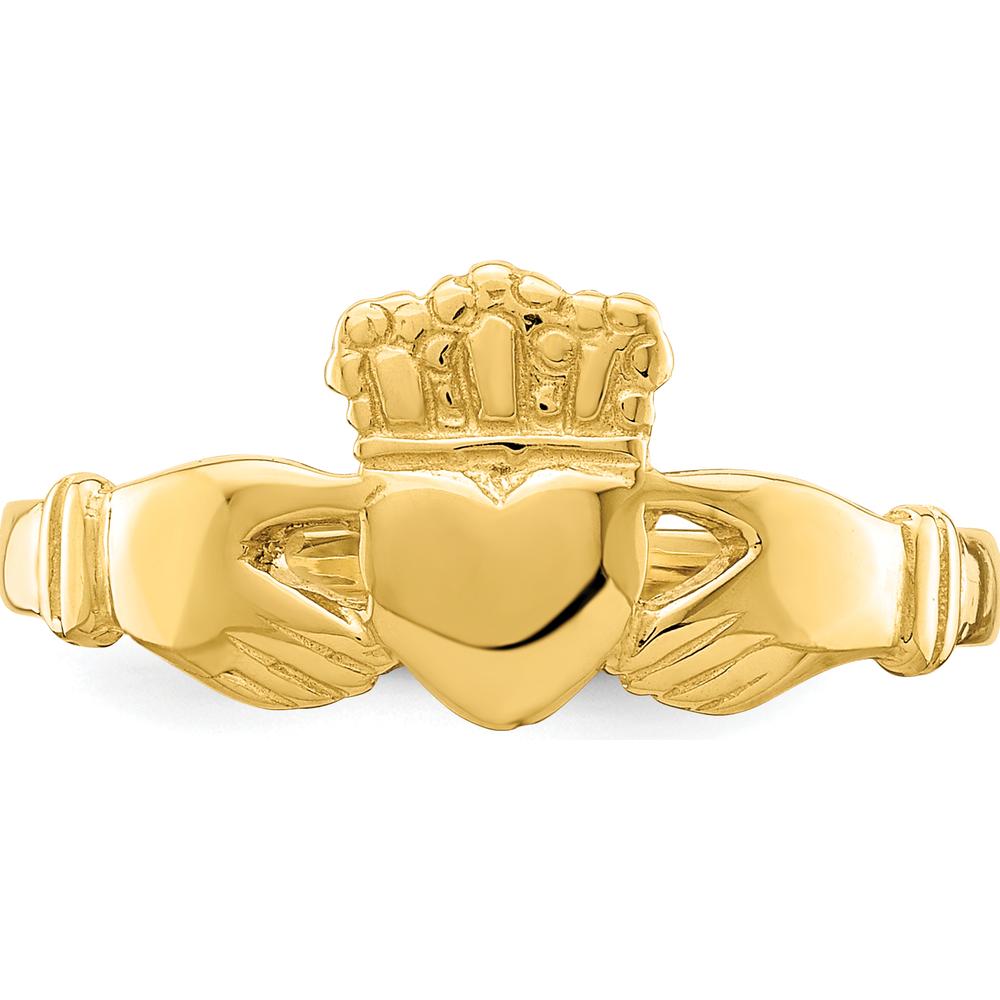 14K Yellow Gold Polished Claddagh Ring with Crowned Heart - Symbol of Love, Loyalty, and Friendship by 0