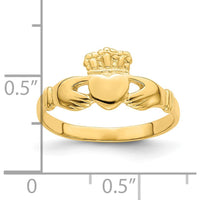 14K Yellow Gold Polished Claddagh Ring with Crowned Heart - Symbol of Love, Loyalty, and Friendship by 0