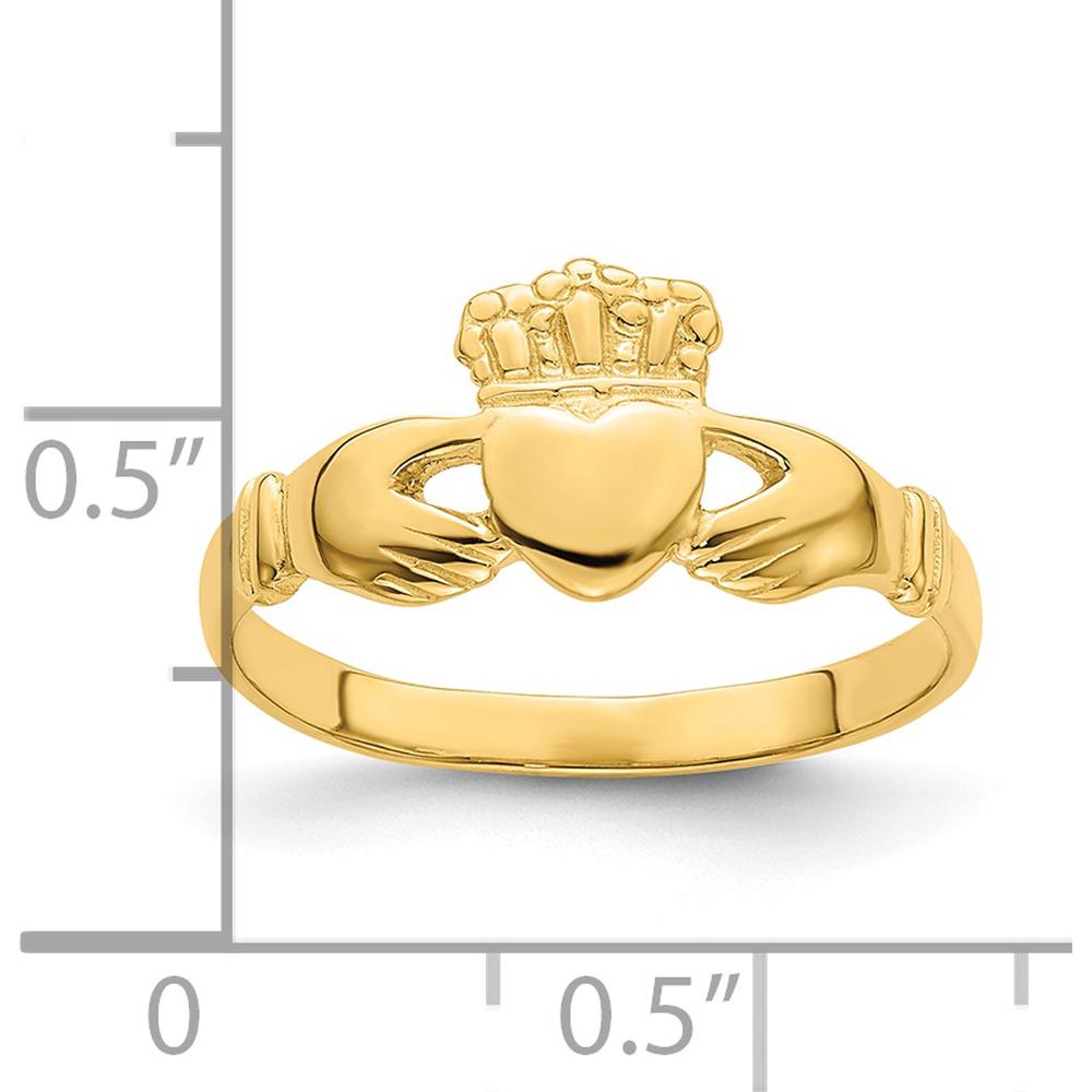 14K Yellow Gold Polished Claddagh Ring with Crowned Heart - Symbol of Love, Loyalty, and Friendship by 0