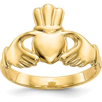 14K Yellow Gold Polished Claddagh Ring with Domed Profile - Symbol of Love and Friendship by 0