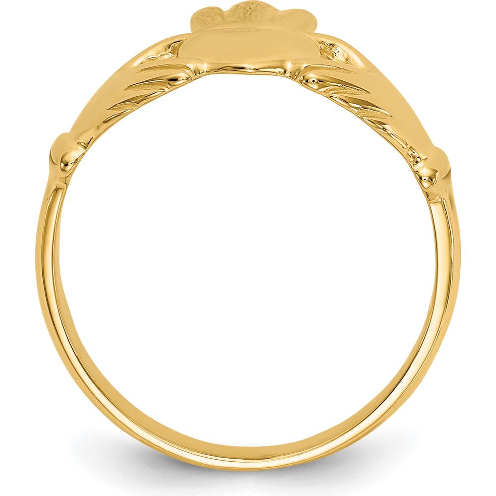 14K Yellow Gold Polished Claddagh Ring with Domed Profile - Symbol of Love and Friendship by 0