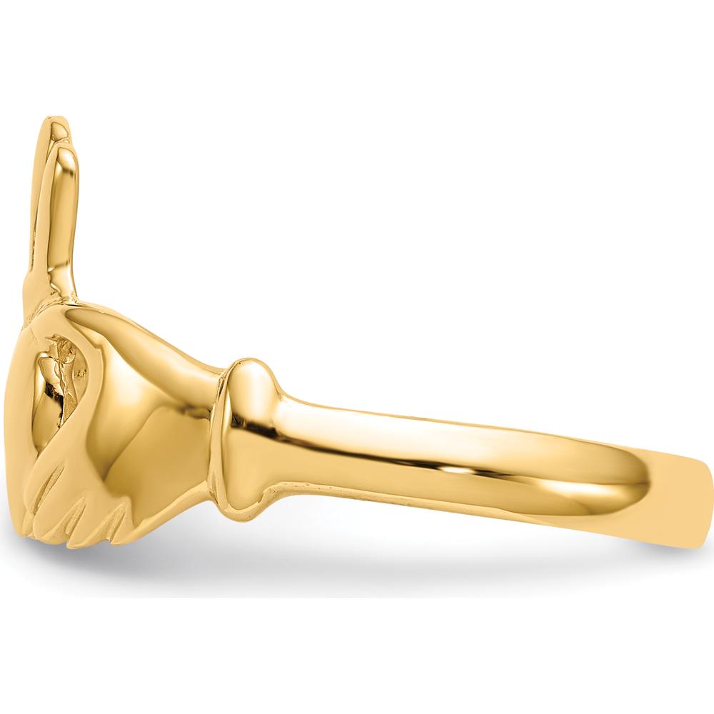 14K Yellow Gold Polished Claddagh Ring with Domed Profile - Symbol of Love and Friendship by 0