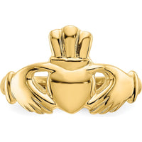 14K Yellow Gold Polished Claddagh Ring with Domed Profile - Symbol of Love and Friendship by 0