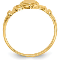 14K Yellow Gold Polished Claddagh Ring with Domed Top - Women's Ring by Oro Pregiato