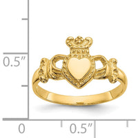 14K Yellow Gold Polished Claddagh Ring with Domed Top - Women's Ring by Oro Pregiato