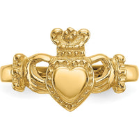14K Yellow Gold Polished Claddagh Ring with Domed Top - Women's Ring by Oro Pregiato