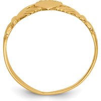 14K Yellow Gold Polished Claddagh Ring with Hands and Heart Design by Oro Pregiato