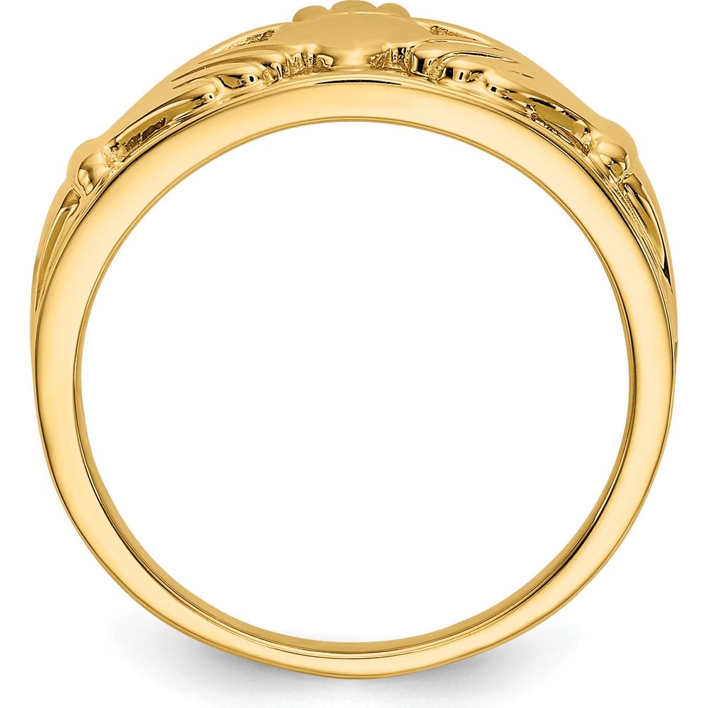 14K Yellow Gold Polished Claddagh Ring with Hands Holding Heart Symbol - Meaningful Love and Loyalty Design by Oro Pregiato