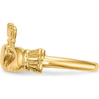 14K Yellow Gold Polished Claddagh Ring with Heart and Crown Design by Oro Pregiato
