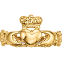14K Yellow Gold Polished Claddagh Ring with Heart and Crown Design by Oro Pregiato