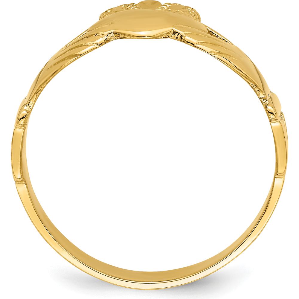14K Yellow Gold Polished Claddagh Ring with Heart and Crown Design - Size 9 by 0