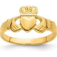 14K Yellow Gold Polished Claddagh Ring with Heart and Crown Design - Timeless Symbol of Love and Loyalty by 0