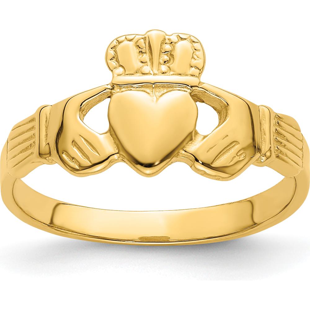 14K Yellow Gold Polished Claddagh Ring with Heart and Crown Design - Timeless Symbol of Love and Loyalty by 0