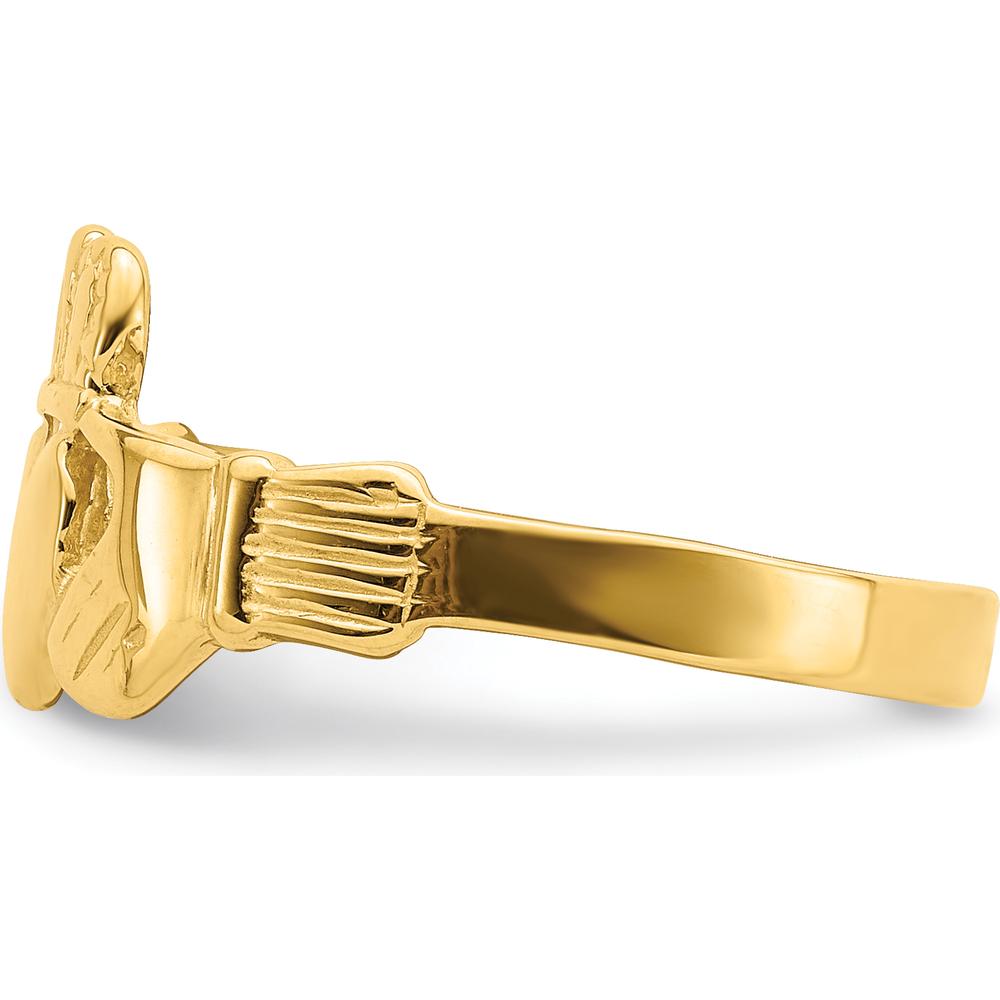 14K Yellow Gold Polished Claddagh Ring with Heart and Crown Design - Timeless Symbol of Love and Loyalty by 0