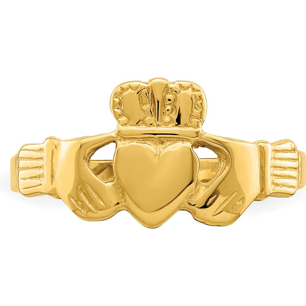 14K Yellow Gold Polished Claddagh Ring with Heart and Crown Design - Timeless Symbol of Love and Loyalty by 0