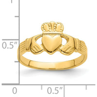 14K Yellow Gold Polished Claddagh Ring with Heart and Crown Design - Timeless Symbol of Love and Loyalty by 0