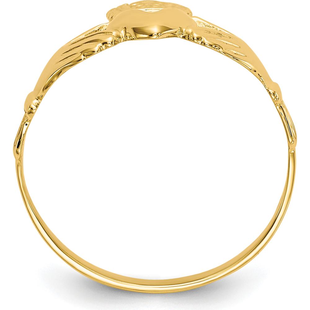 14K Yellow Gold Polished Claddagh Ring with Tapered Band - Symbol of Love, Friendship, and Loyalty