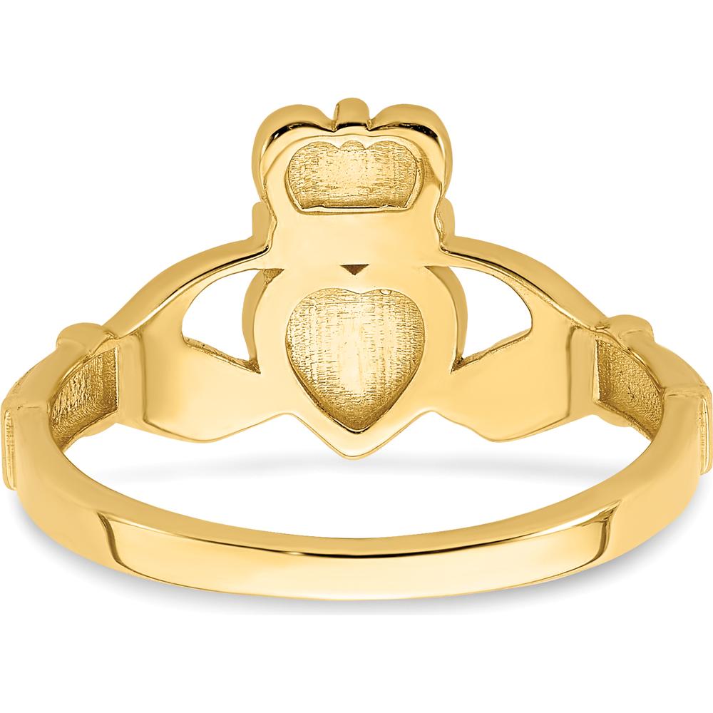 14K Yellow Gold Polished Claddagh Ring with Tapered Band - Symbol of Love, Friendship, and Loyalty